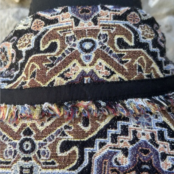 Chico's Tapestry Jacket Size 1(M) Black Brown Multi Metallic Accents Fringe EC - Picture 6 of 15